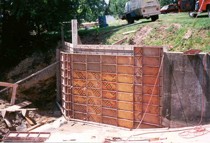 concrete flume with energy dissipators